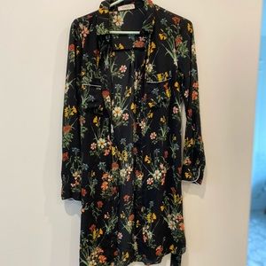 Beautiful floral print rayon-blend shirt dress